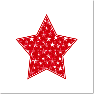 White stars on red star Posters and Art